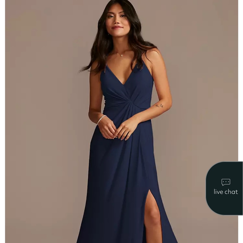 David's Bridal Deep Blue Maxi Dress